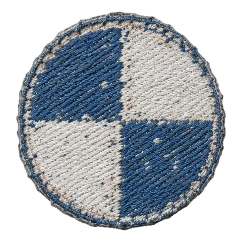 Circular 50 percent coverage patch from an ordinary supplier showing sparse stitches