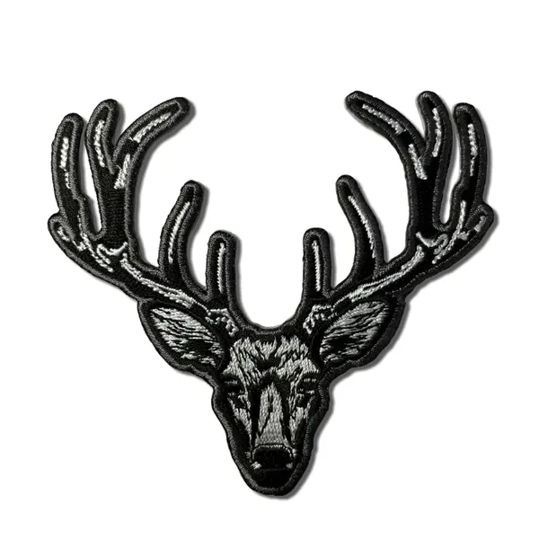 Antlered deer embroidered patch