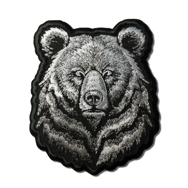 Bear head embroidered patch