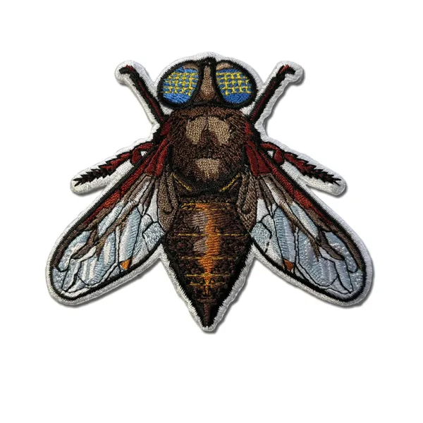 Fly embroidered patch