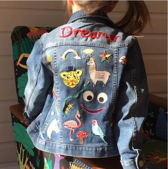 Denim jacket patch placement reference