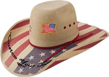 Flag patch on a western-style hat